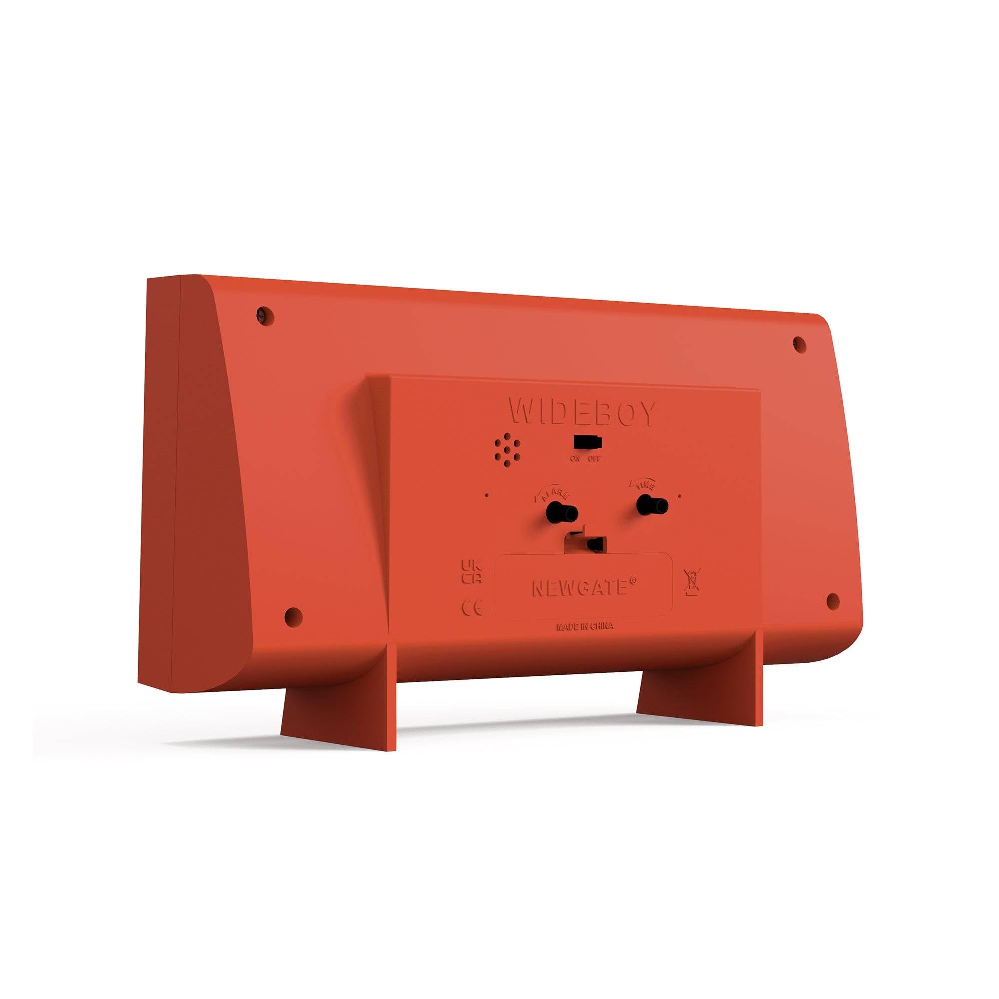NEWGATE® Wideboy Alarm Clock | Rectangular Retro Design | Pumpkin Orange | Mid-Century dial | Ideal for Bedside, Desk, Mantel or Shelf | Retro Bedroom & Office Accessory