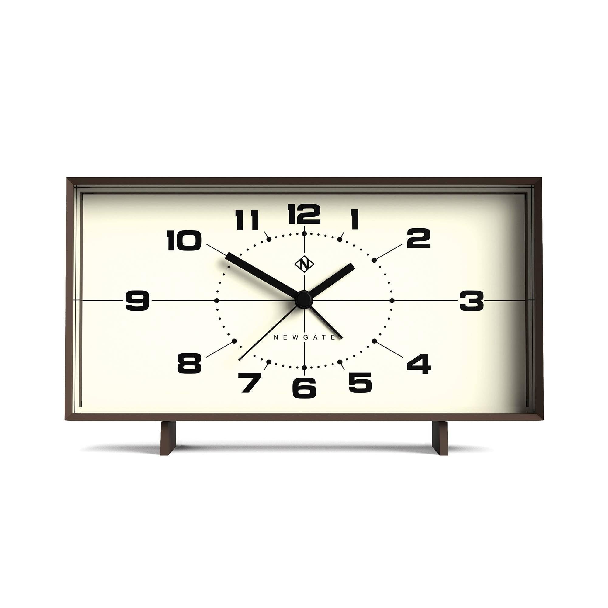NEWGATE® Wideboy Alarm Clock | Rectangular Retro Design | Pumpkin Orange | Mid-Century dial | Ideal for Bedside, Desk, Mantel or Shelf | Retro Bedroom & Office Accessory