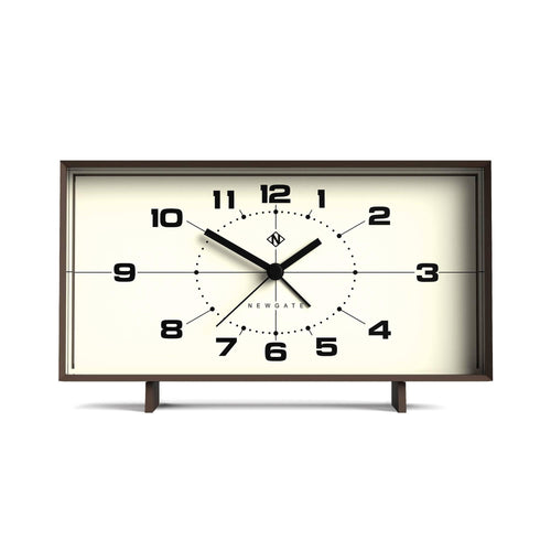NEWGATE® Wideboy Alarm Clock | Rectangular Retro Design | Pumpkin Orange | Mid-Century dial | Ideal for Bedside, Desk, Mantel or Shelf | Retro Bedroom & Office Accessory