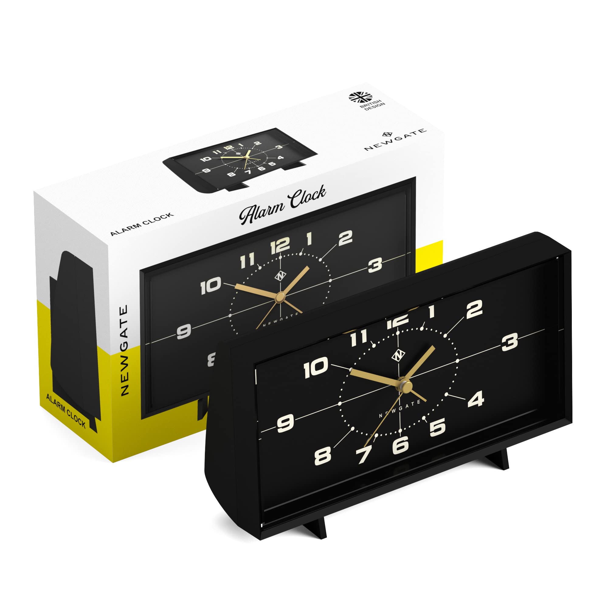 NEWGATE® Wideboy Alarm Clock | Rectangular Retro Design | Pumpkin Orange | Mid-Century dial | Ideal for Bedside, Desk, Mantel or Shelf | Retro Bedroom & Office Accessory