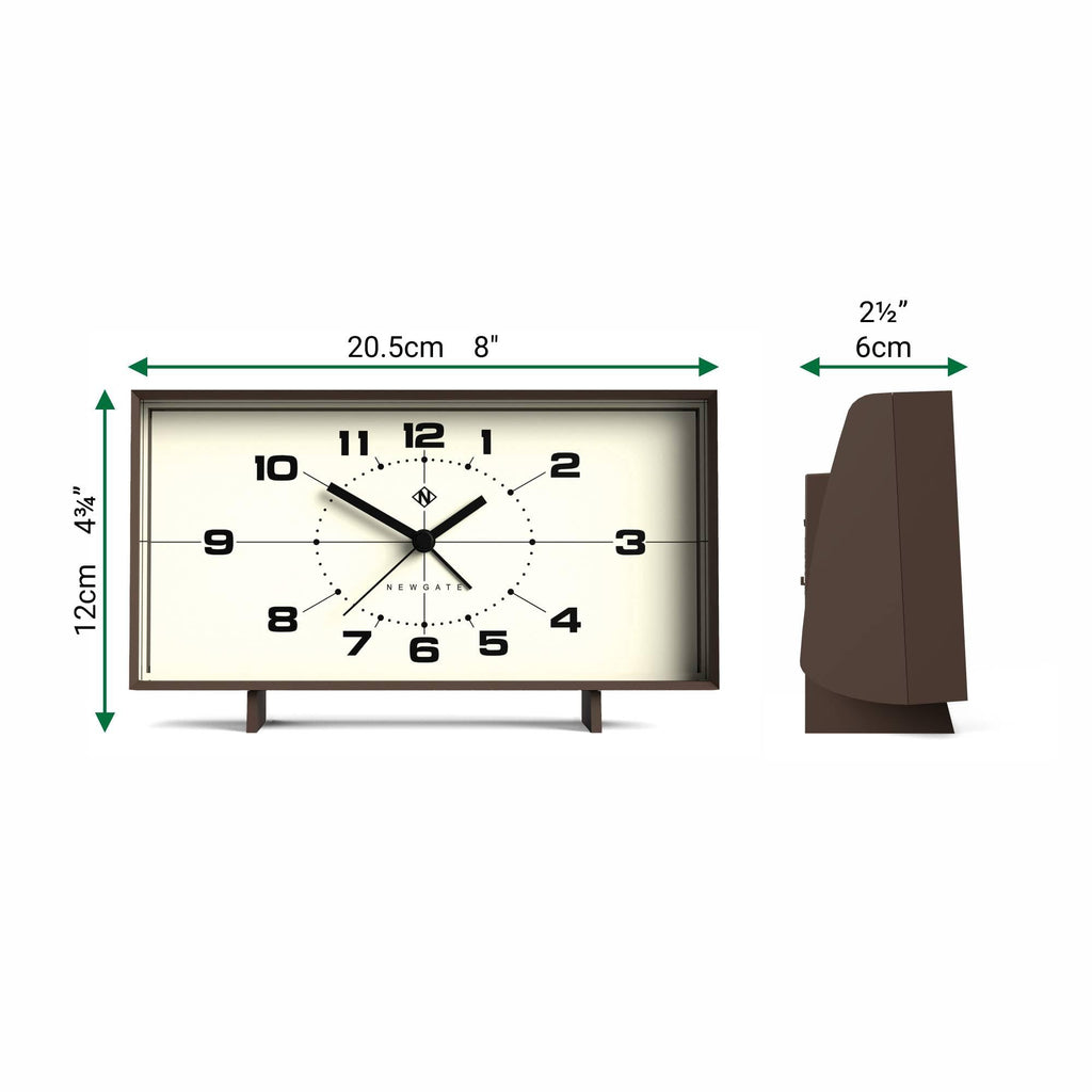 NEWGATE® Wideboy Alarm Clock | Rectangular Retro Design | Pumpkin Orange | Mid-Century dial | Ideal for Bedside, Desk, Mantel or Shelf | Retro Bedroom & Office Accessory