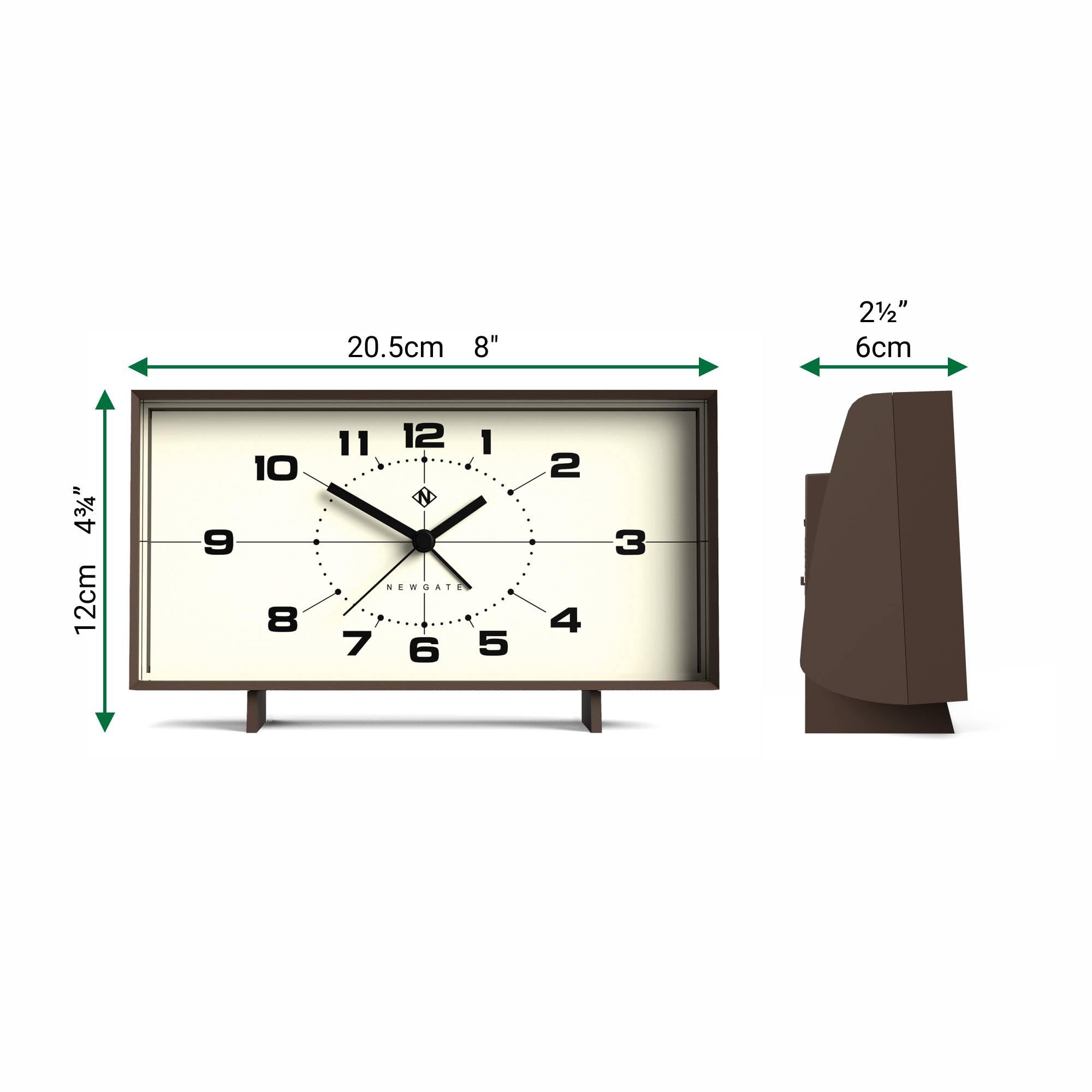 NEWGATE® Wideboy Alarm Clock | Rectangular Retro Design | Pumpkin Orange | Mid-Century dial | Ideal for Bedside, Desk, Mantel or Shelf | Retro Bedroom & Office Accessory