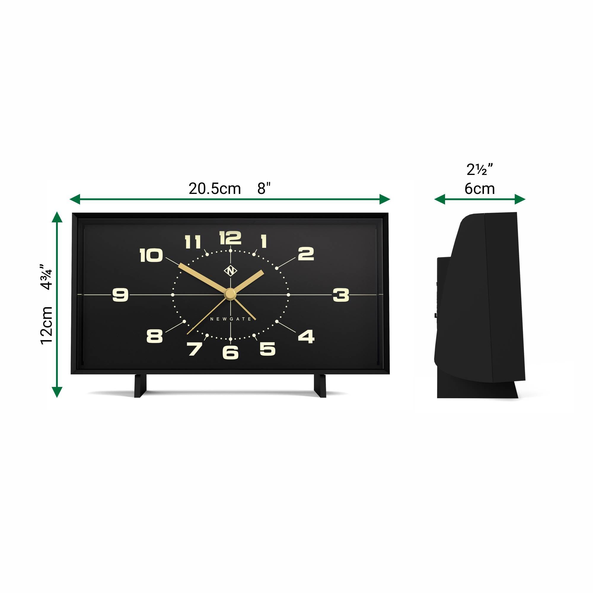 NEWGATE® Wideboy Alarm Clock | Rectangular Retro Design | Pumpkin Orange | Mid-Century dial | Ideal for Bedside, Desk, Mantel or Shelf | Retro Bedroom & Office Accessory