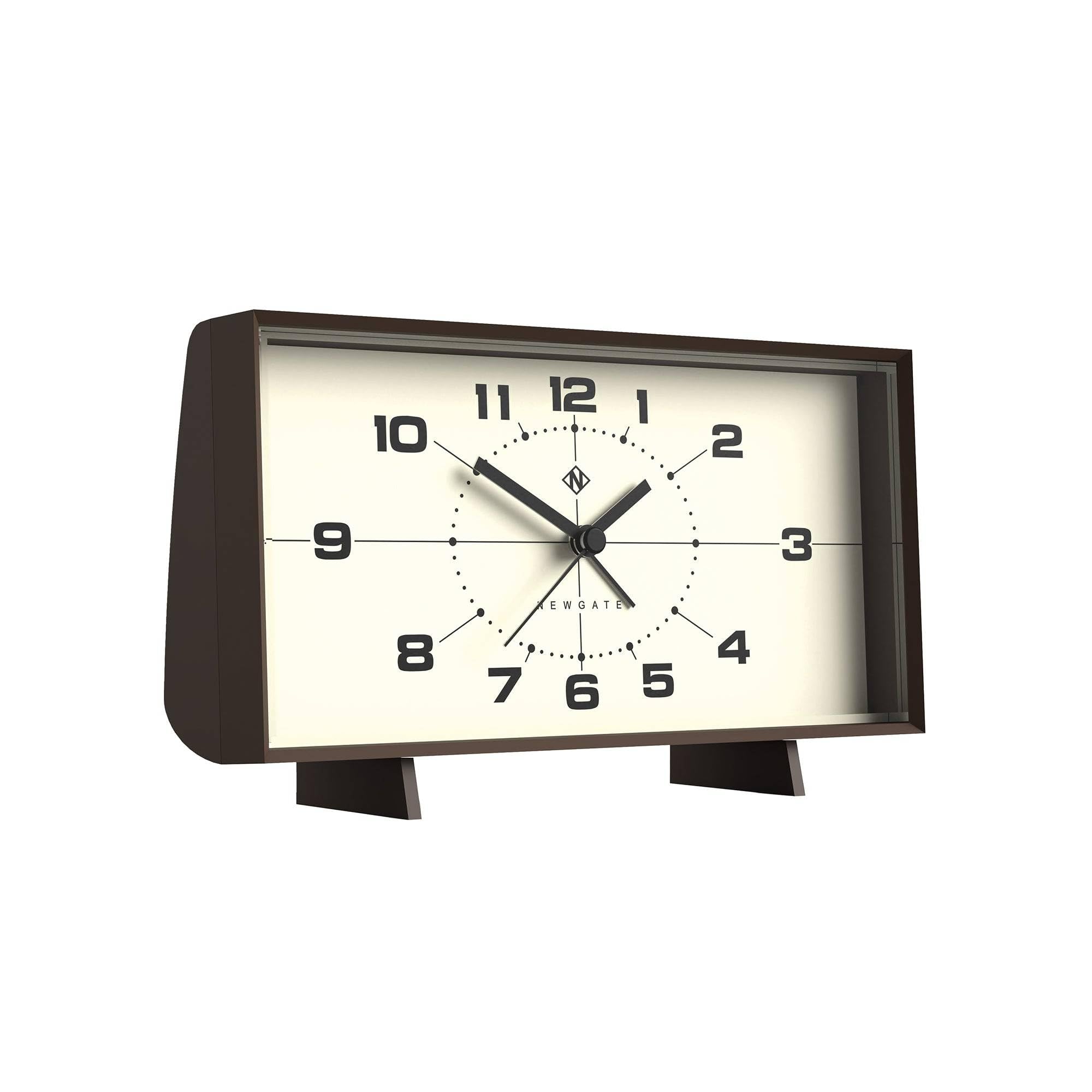 NEWGATE® Wideboy Alarm Clock | Rectangular Retro Design | Pumpkin Orange | Mid-Century dial | Ideal for Bedside, Desk, Mantel or Shelf | Retro Bedroom & Office Accessory