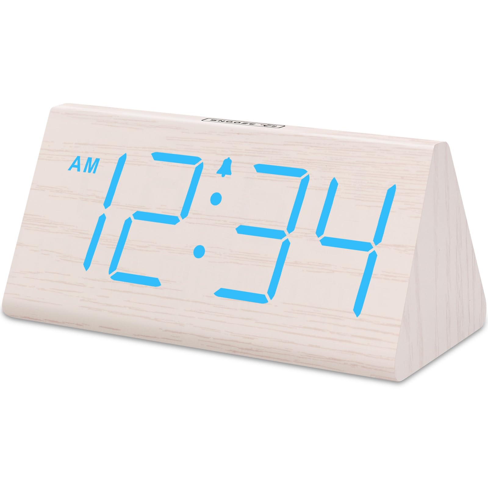 DreamSky Wooden Digital Alarm Clocks for Bedrooms - Electric Desk Clock with Large Numbers, USB Port, Loud Alarm for Heavy Sleepers, Adjustable Volume, Dimmer, Snooze, DST, Wood Décor, Adapter Powered