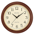 Bulova Atomic Time 2 Analog Wall Clock C5004 | 12.4" Wooden Frame, Sets Time Automatically | Quartz Movement | Battery Operated | Classic Design