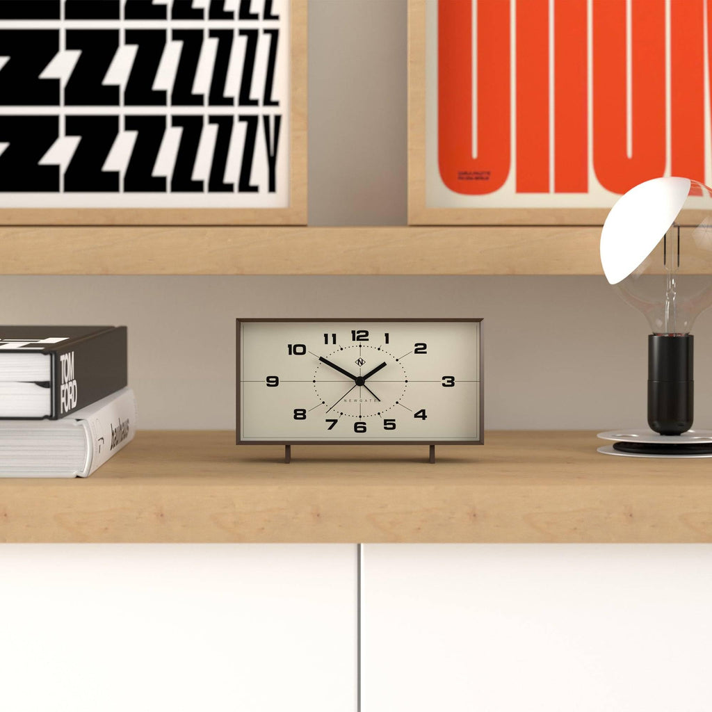 NEWGATE® Wideboy Alarm Clock | Rectangular Retro Design | Pumpkin Orange | Mid-Century dial | Ideal for Bedside, Desk, Mantel or Shelf | Retro Bedroom & Office Accessory