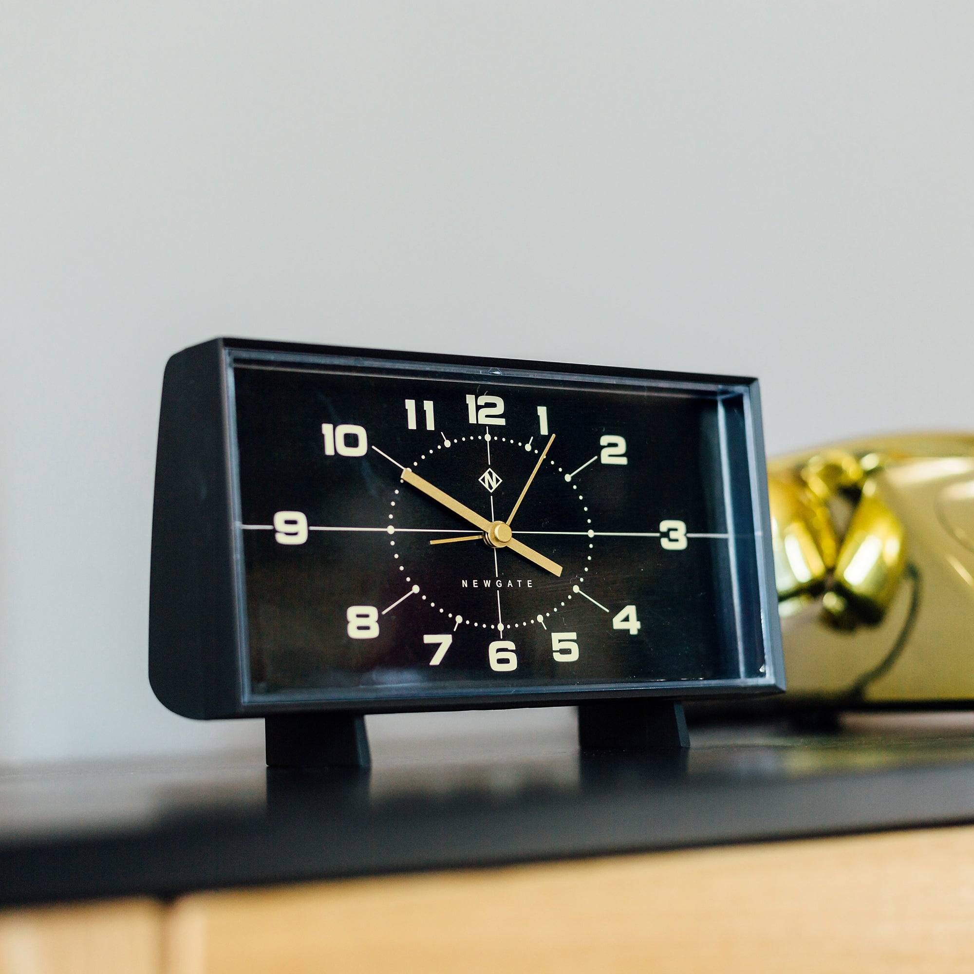 NEWGATE® Wideboy Alarm Clock | Rectangular Retro Design | Pumpkin Orange | Mid-Century dial | Ideal for Bedside, Desk, Mantel or Shelf | Retro Bedroom & Office Accessory