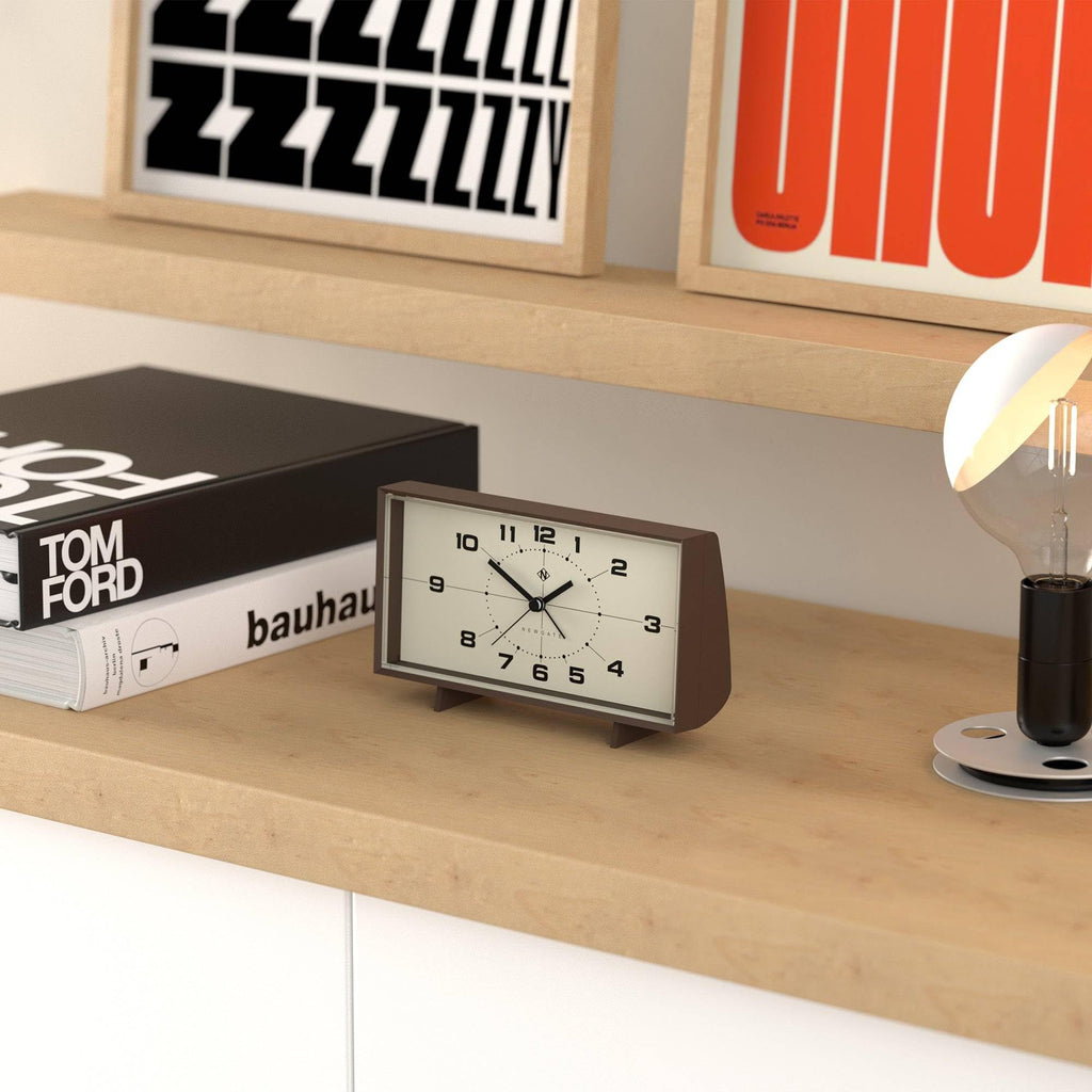 NEWGATE® Wideboy Alarm Clock | Rectangular Retro Design | Pumpkin Orange | Mid-Century dial | Ideal for Bedside, Desk, Mantel or Shelf | Retro Bedroom & Office Accessory