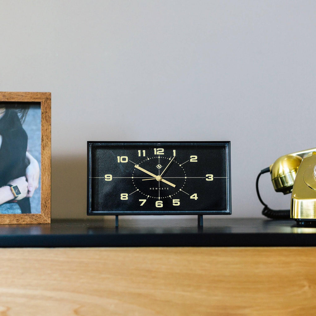 NEWGATE® Wideboy Alarm Clock | Rectangular Retro Design | Pumpkin Orange | Mid-Century dial | Ideal for Bedside, Desk, Mantel or Shelf | Retro Bedroom & Office Accessory