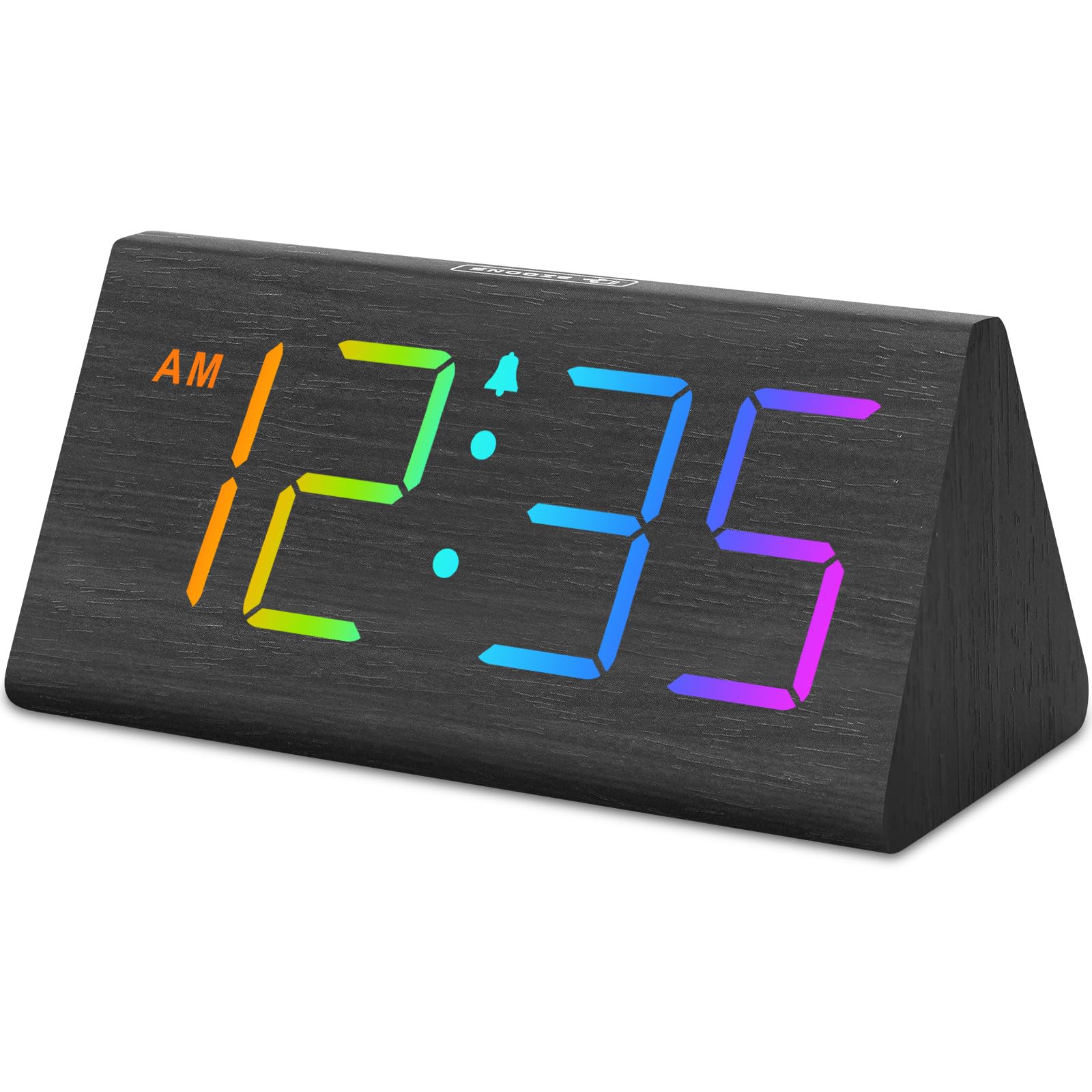 DreamSky Wooden Digital Alarm Clocks for Bedrooms - Electric Desk Clock with Large Numbers, USB Port, Loud Alarm for Heavy Sleepers, Adjustable Volume, Dimmer, Snooze, DST, Wood Décor, Adapter Powered