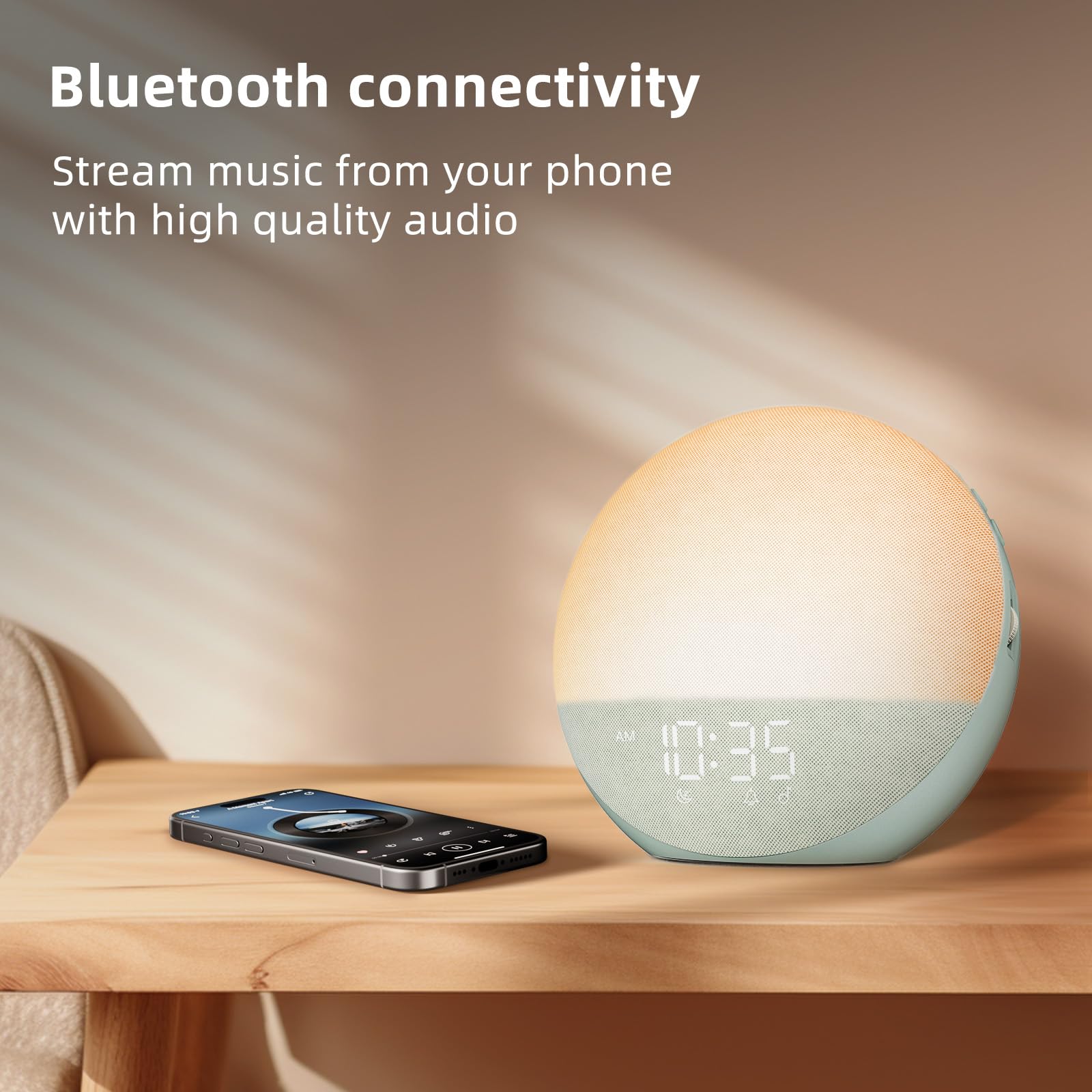 Sunrise Alarm Clock White Noise Machine: Natural Wake Up Light - Dimmable Clock with Bluetooth Speaker for Bedroom - 25 Sleep Sounds for Baby Adults Kids Putty