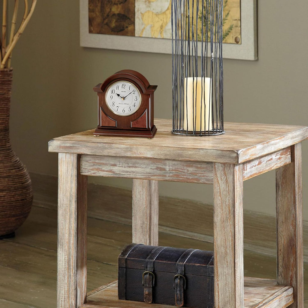Seiko 9" Brown Wooden Case with Chime Mantel Clock